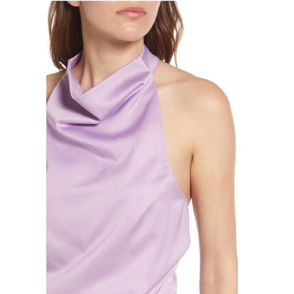 NWT ELLIATT 70s Lavender Halter Cowl Neck Open Back Asymmetric Draped Dress S - Picture 4 of 7